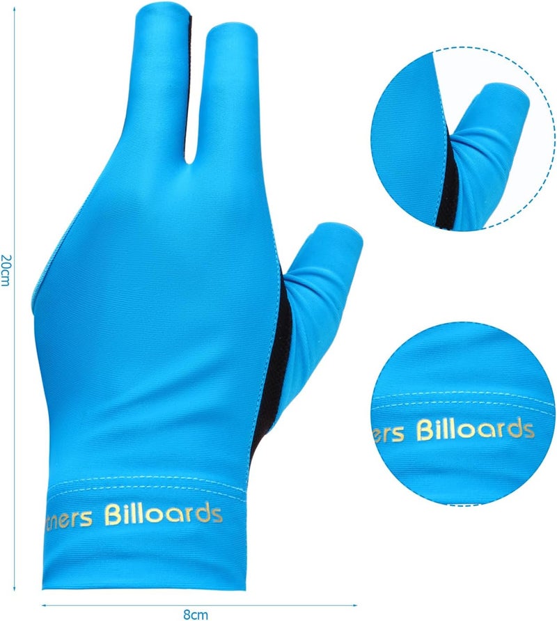 Arcjunys Pool Glove Left Hand 3 Finger Pool Glove Breathable Non Slip Billiards Glove Comfortable Pool Gloves Billiard Glove Billiard Gloves Billiards Gloves for Women or Men Billiard Accessories Blue - Image 2